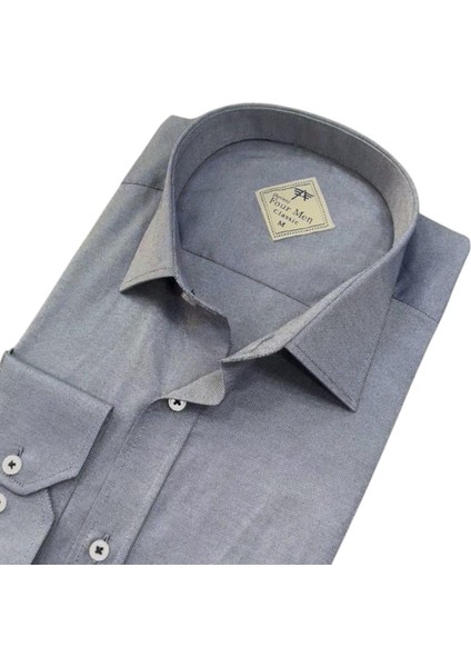 Linen Keten Klasik %100 Cotton Uzun Kollu Terletmeyen Tek Cepli Kapaklı Gri Gömlek (Regular Kalıp) fiyatları