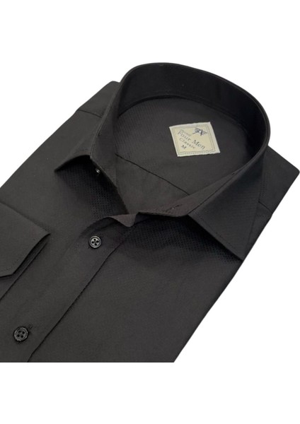 Linen Keten Klasik %100 Cotton Uzun Kollu Terletmeyen Tek Cepli Kapaklı Siyah Gömlek (Regular Kalıp) fiyatları