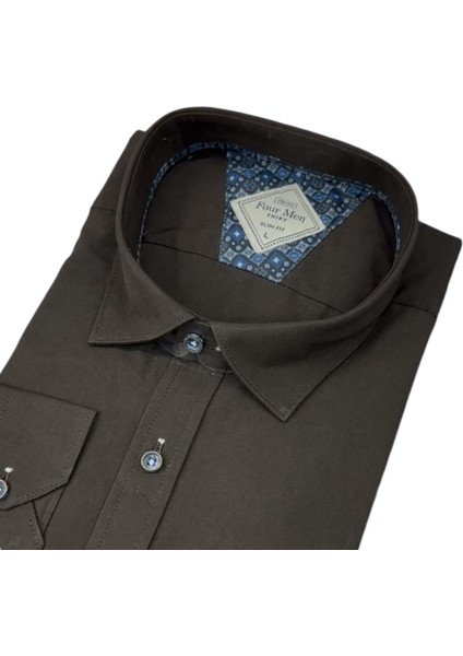 Linen Keten Klasik %100 Cotton Uzun Kollu Terletmeyen Kahverengi Gömlek (Regular Kalıp) fiyatları