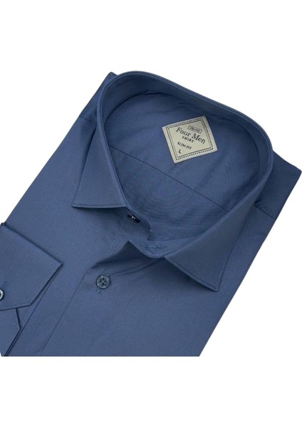 Linen Keten Klasik %100 Cotton Uzun Kollu Slim-Fit Terletmeyen Mavi Gömlek (Regular Kalıp) fiyatları