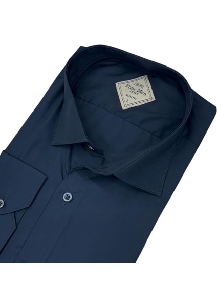 Linen Keten Klasik %100 Cotton Uzun Kollu Slim-Fit Terletmeyen Mavi Gömlek (Regular Kalıp) fiyatları