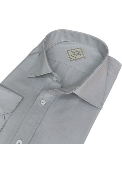 Linen Keten Klasik %100 Cotton Uzun Kollu Terletmeyen Gri Gömlek (Regular Kalıp) fiyatları