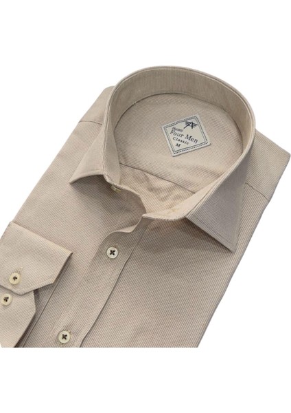 Linen Keten Klasik %100 Cotton Uzun Kollu Terletmeyen Tek Cepli Kapaklı Krem Gömlek (Regular Kalıp) fiyatları