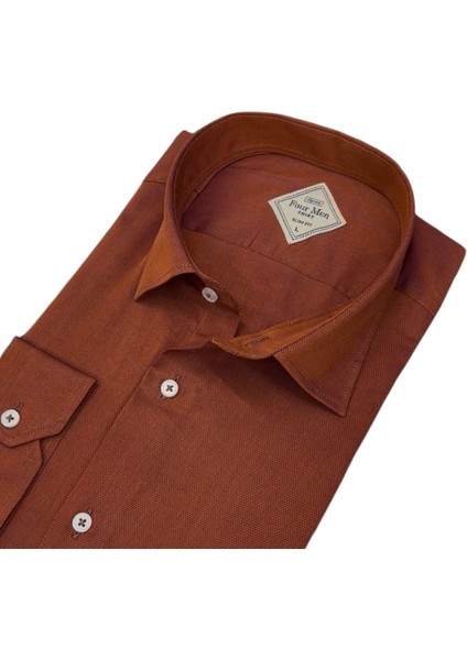 Linen Keten Klasik %100 Cotton Uzun Kollu Terletmeyen Kahverengi Gömlek (Regular Kalıp) fiyatları