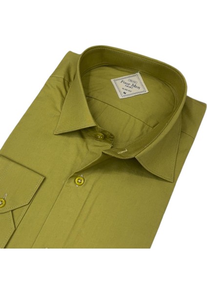 Linen Keten Klasik %100 Cotton Uzun Kollu Terletmeyen Yeşil Gömlek (Regular Kalıp) fiyatları