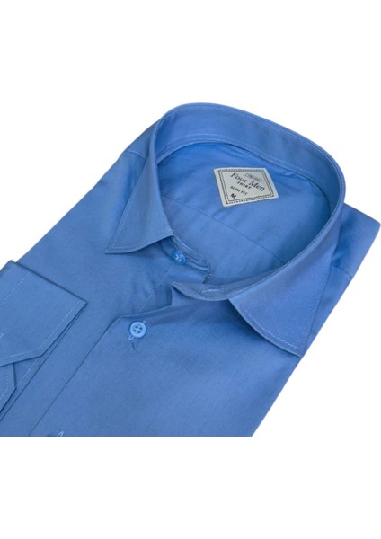 Linen Keten Klasik %100 Cotton Uzun Kollu Terletmeyen Mavi Gömlek (Regular Kalıp) fiyatları