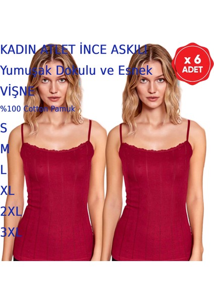 Kadın Ince Askılı Atlet Penye Beyaz Siyah Somon Ekru Vişne Gri 6 Adet fırsatları