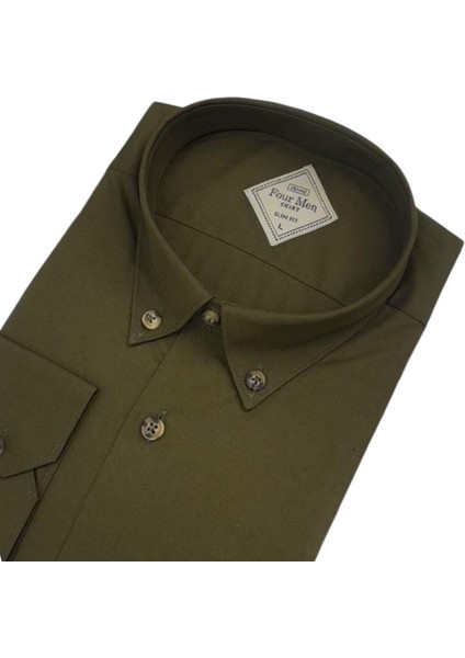 Linen Keten Klasik %100 Cotton Uzun Kollu Slim-Fit Terletmeyen Haki Gömlek (Regular Kalıp) fiyatları