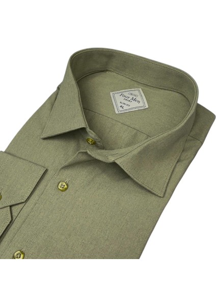 Linen Keten Klasik %100 Cotton Uzun Kollu Slim-Fit Terletmeyen Yeşil Gömlek (Regular Kalıp) fiyatları