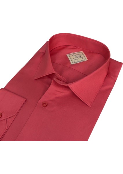 Linen Keten Klasik %100 Cotton Uzun Kollu Terletmeyen Kırmızı Gömlek (Regular Kalıp) fiyatları