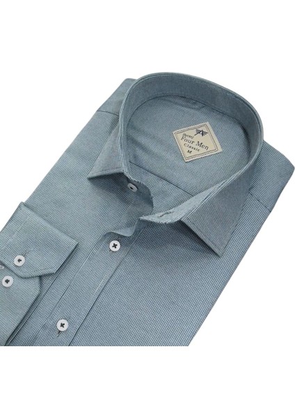 Linen Keten Klasik %100 Cotton Uzun Kollu Terletmeyen Tek Cepli Kapaklı Gri Gömlek (Regular Kalıp) fiyatları