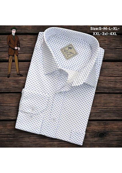 Linen Keten Klasik %100 Cotton Uzun Kollu Terletmeyen Tek Cepli Kapaklı Beyaz Gömlek (Regular Kalıp)