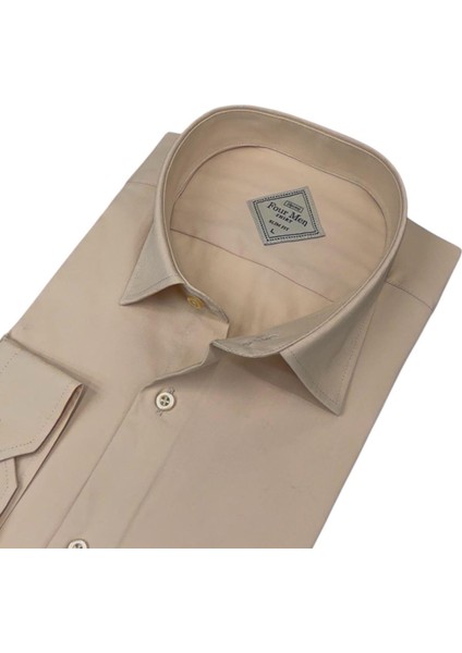 Linen Keten Klasik %100 Cotton Uzun Kollu Slim-Fit Terletmeyen Krem Gömlek (Regular Kalıp) fiyatları