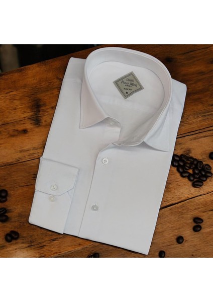 Linen Keten Klasik %100 Cotton Uzun Kollu Terletmeyen Beyaz Gömlek (Regular Kalıp)