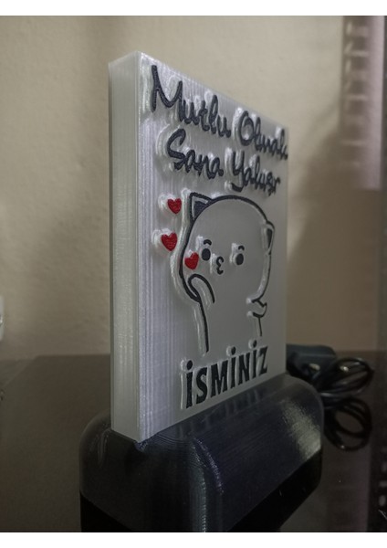 Kişiye Özel Isimli Hediyelik Kablolu LED Lamba - M19 - Mutlu Olmak Sana Yakışır - Amber Işıklı fırsatları