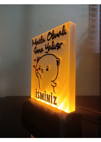 Kişiye Özel Isimli Hediyelik Kablolu LED Lamba - M19 - Mutlu Olmak Sana Yakışır - Amber Işıklı indirimleri
