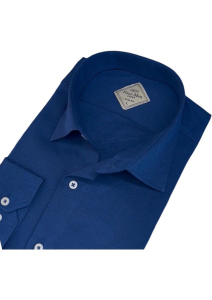 Linen Keten Klasik %100 Cotton Uzun Kollu Terletmeyen Mavi Gömlek (Regular Kalıp) fiyatları