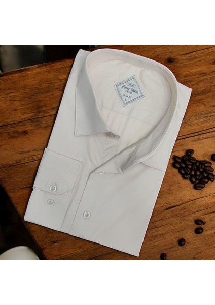 Linen Keten Klasik %100 Cotton Uzun Kollu Terletmeyen Beyaz Gömlek (Regular Kalıp)