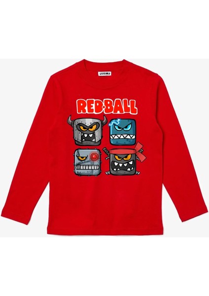 Red Ball Uzun Kol Çocuk Tişört Siyah Unisex Kesim