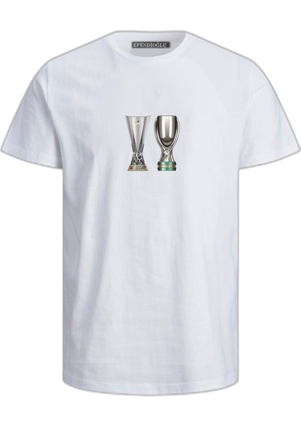 Uefa ve Süper Kupa Baskılı Pamuklu Erkek Regular Tshirt