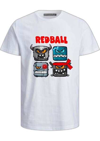 Red Ball Baskılı Pamuklu Kısa Kollu Çocuk Tişört