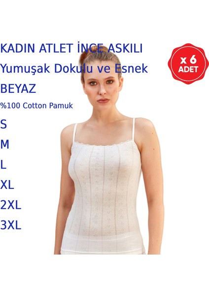 Kadın Ince Askılı Atlet Penye Beyaz Siyah Somon Ekru Vişne Gri 6 Adet modelleri