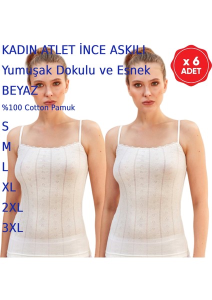 Kadın Ince Askılı Atlet Penye Beyaz Siyah Somon Ekru Vişne Gri 6 Adet fırsatları