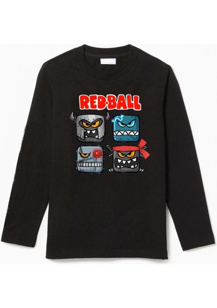 Red Ball Uzun Kol Çocuk Tişört Siyah Unisex Kesim