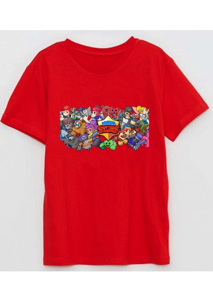 Brawl Stars Karakterleri Bakılı Çocuk Pamuklu Tişört