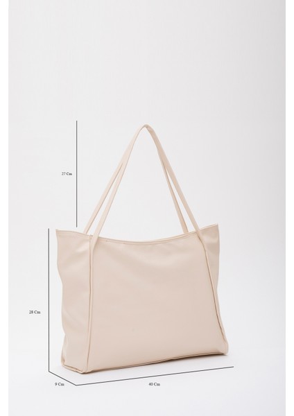 Krem SHK90 Suni Deri Iç Bölmeli Fermuarlı El, Kol ve Omuz Shopper Çanta fiyatları