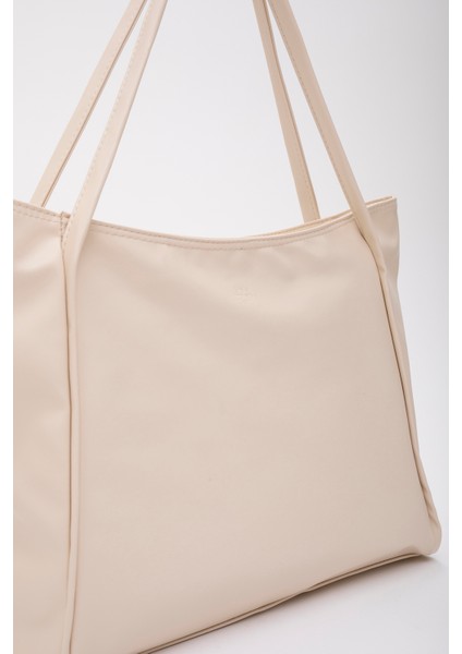 Krem SHK90 Suni Deri Iç Bölmeli Fermuarlı El, Kol ve Omuz Shopper Çanta indirimleri