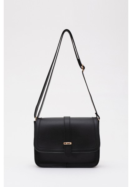 Siyah SHK127 Suni Deri Iç Fermuar Cepli Çıtçıt Kapamalı El,kol ve Omuz Çantası U:17 E:22 G:7 cm