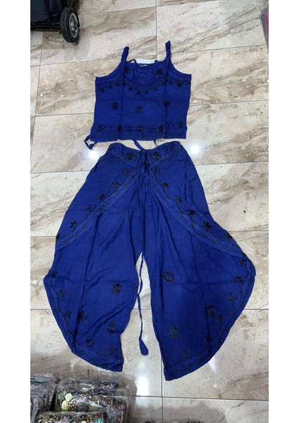 Otantik Nakış Işlemeli Harem Şalvar Pantolon Buluz Takım
