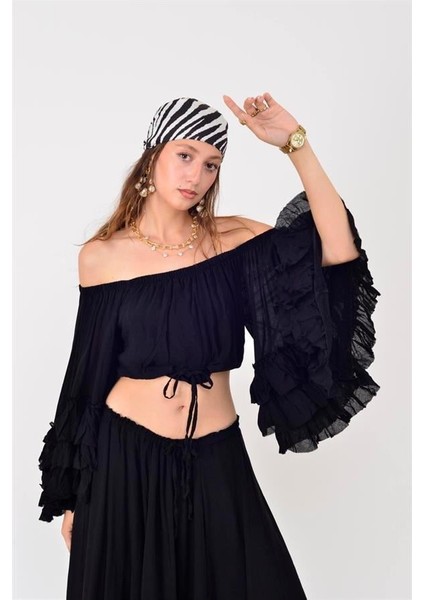 Bohem Stil Gypsy Ispanyol Kol Straplez Bluz- Etek Takım indirimleri
