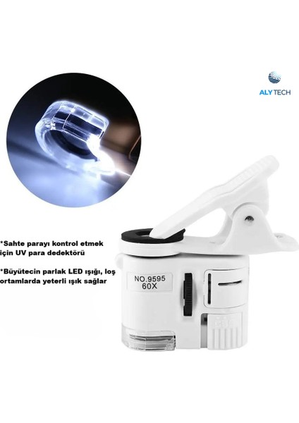 Telefon Uyumlu 60X Mini Büyüteç LED & Uv Işıklı Klipsli fiyatları
