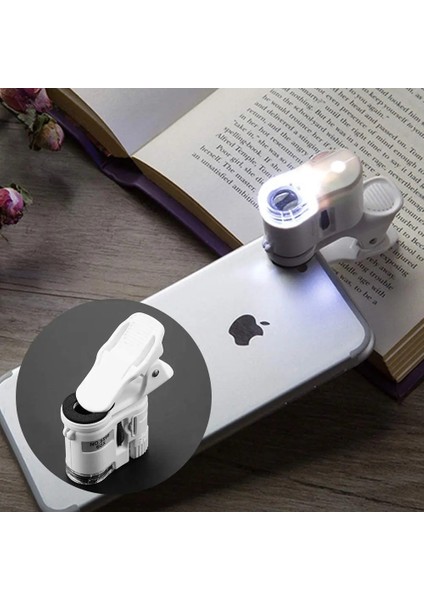 Telefon Uyumlu 60X Mini Büyüteç LED & Uv Işıklı Klipsli indirimleri
