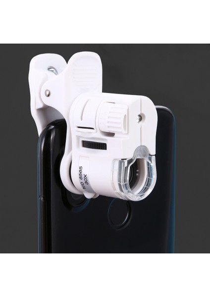 Telefon Uyumlu 60X Mini Büyüteç LED & Uv Işıklı Klipsli