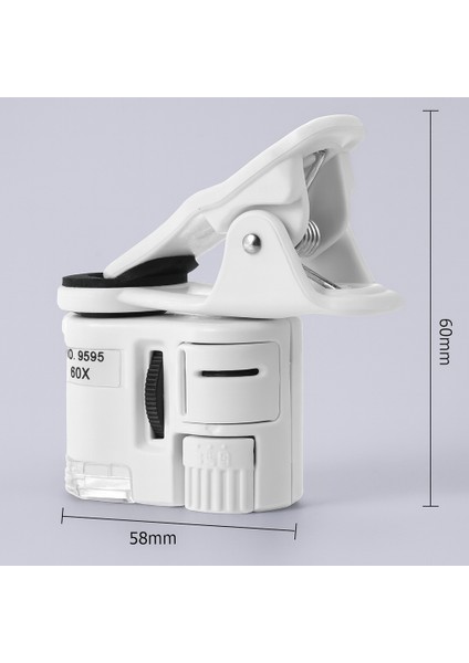 Telefon Uyumlu 60X Mini Büyüteç LED & Uv Işıklı Klipsli
