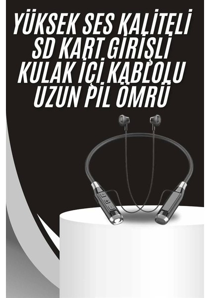 Boyun Bantlı Kulak Içi Kablolu Yüksek Ses Kaliteli Bluetooth Kulaklık