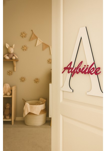 Isme Özel Bebek ve Çocuk Odası Ahşap Harf Kapı Süsü Isimlik Bebek Kapı Süsü 30 cm fırsatları
