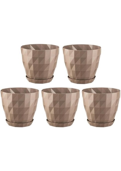 So-Krt2 Dekoratif Kristal Saksı Takımı 1.15 Lt Mocha 5 Adet