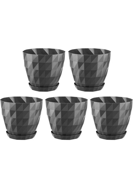So-Krt3 Dekoratif Kristal Saksı Takımı 1.85 Lt Antrasit 5 Adet