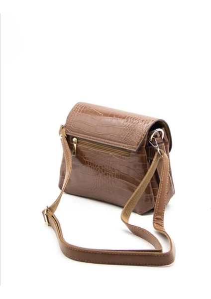 Kroko Deri Kahverengi Üç Bölmeli Kapağı Mıknatıslı Omuz Çanta fırsatları