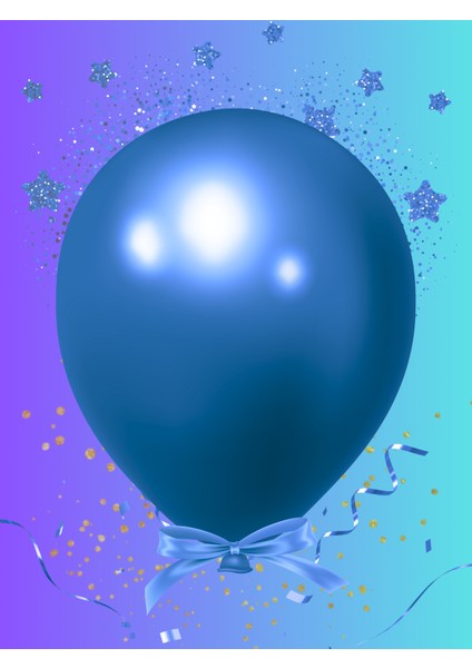 10’lu Krom Mavi Balon – 12 Inç, Ayna Efektli Metalik Parti Balonu