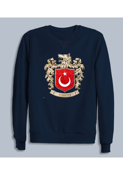 Büyük Türkiye Bozkurt Baskılı Milli Takım Logo Pamuklu Erkek Sweatshirt