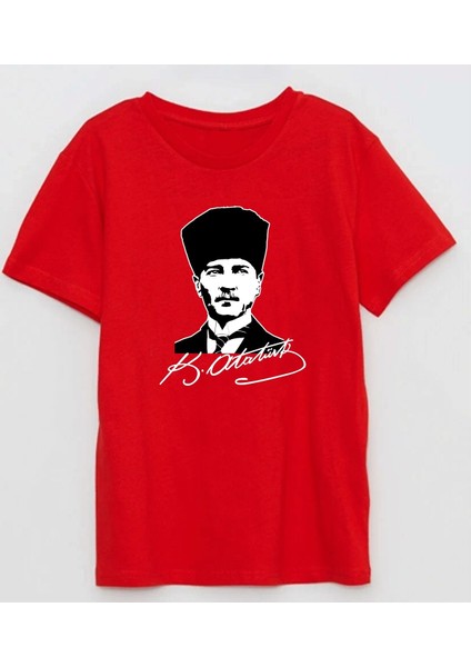 Imza Mustafa Kemal Atatürk Baskılı Çocuk Pamuklu Siyah T-Shirt