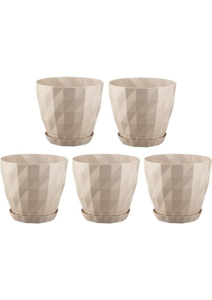 So-Krt3 Dekoratif Kristal Saksı Takımı 1.85 Lt Kirli Beyaz 5 Adet