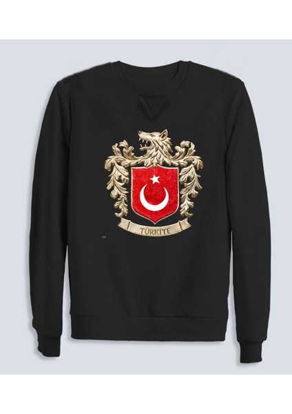 Büyük Türkiye Bozkurt Baskılı Milli Takım Logo Pamuklu Erkek Sweatshirt