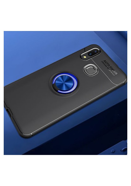 Huawei Y7 Prime 2019 Kılıf Manyetik (Metal) Yüzüklü ve Stant Olabilen Rewon Premium Silikon Kapak