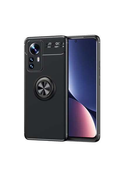 Xiaomi Mi 12 Kılıf Metal Stant Olabilen Yüzüklü Flexring Premium Silikon Kılıf